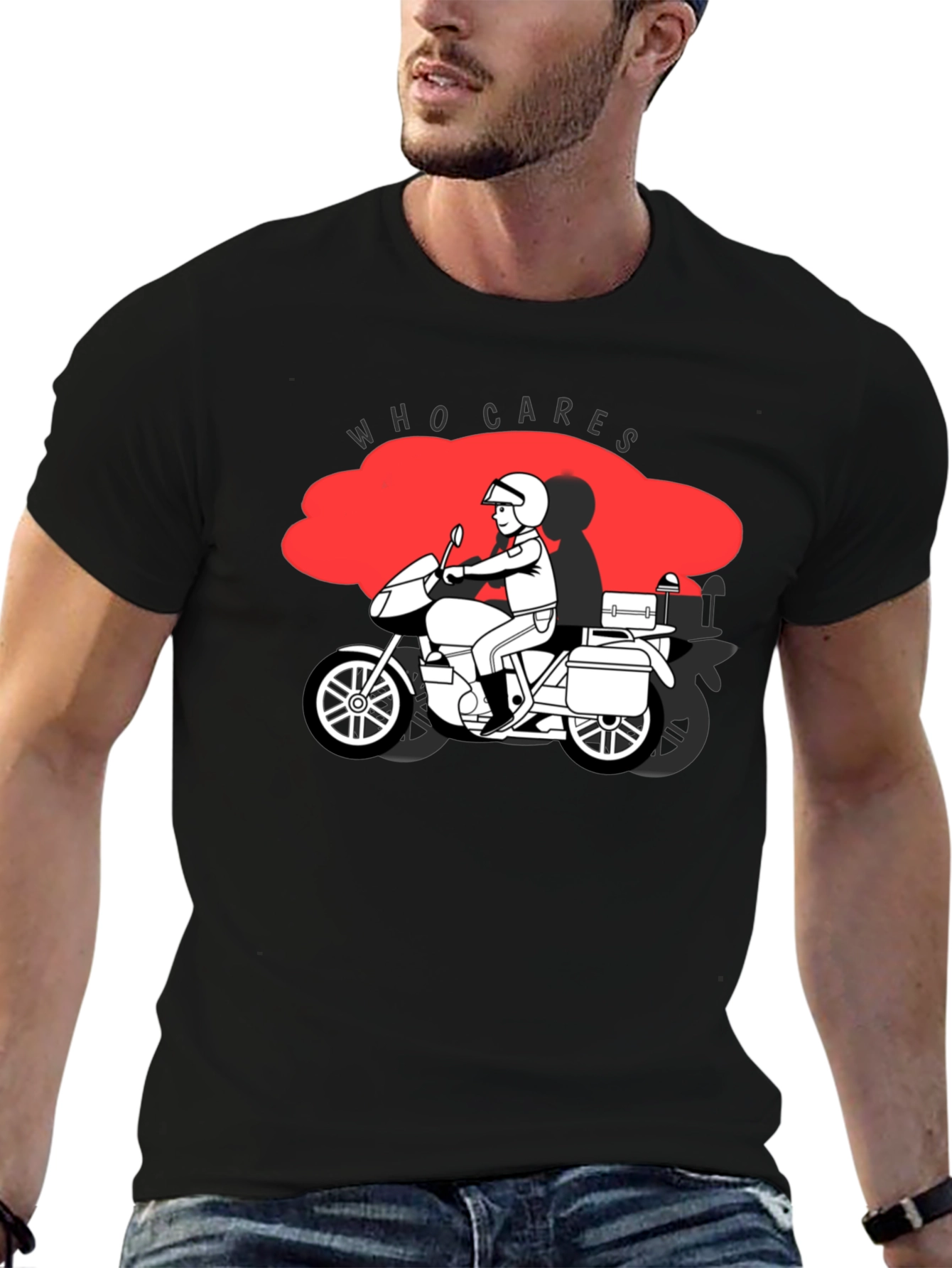 Who Cares Motorcycle Graphic T-Shirt
