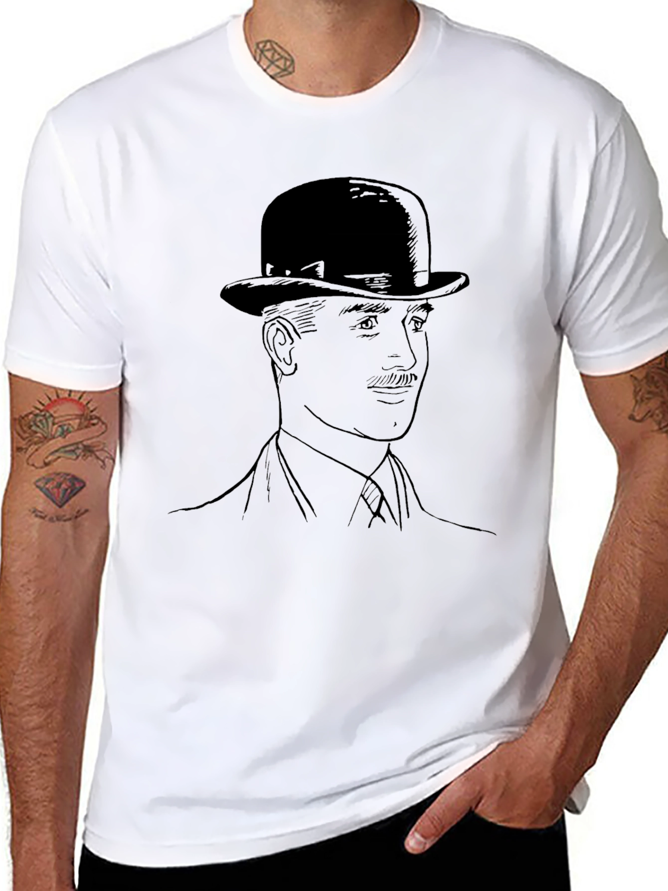 Dapper Gentleman Graphic Tee - Bowler Hat Design