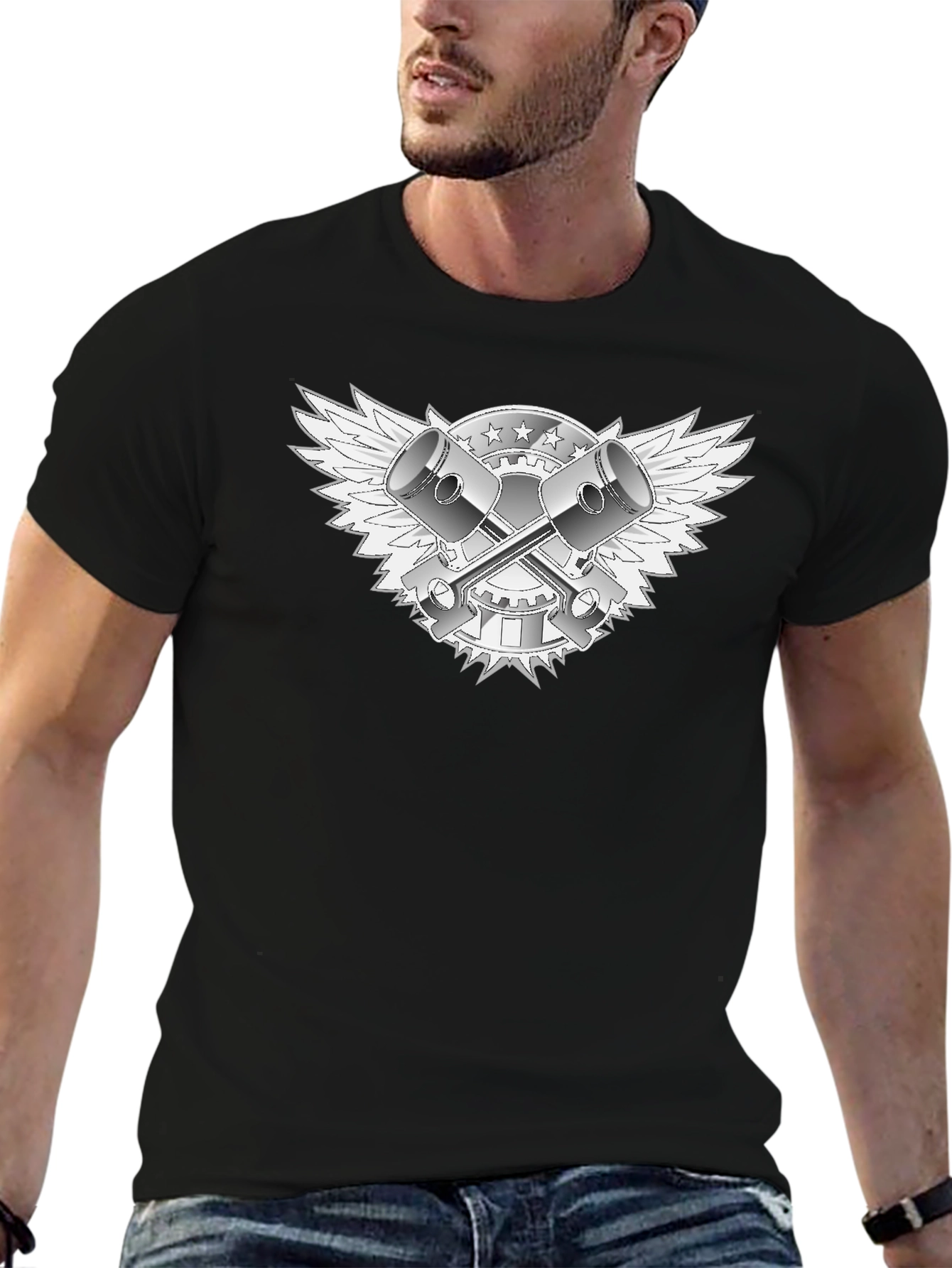 Piston Wings Graphic Tee - Black