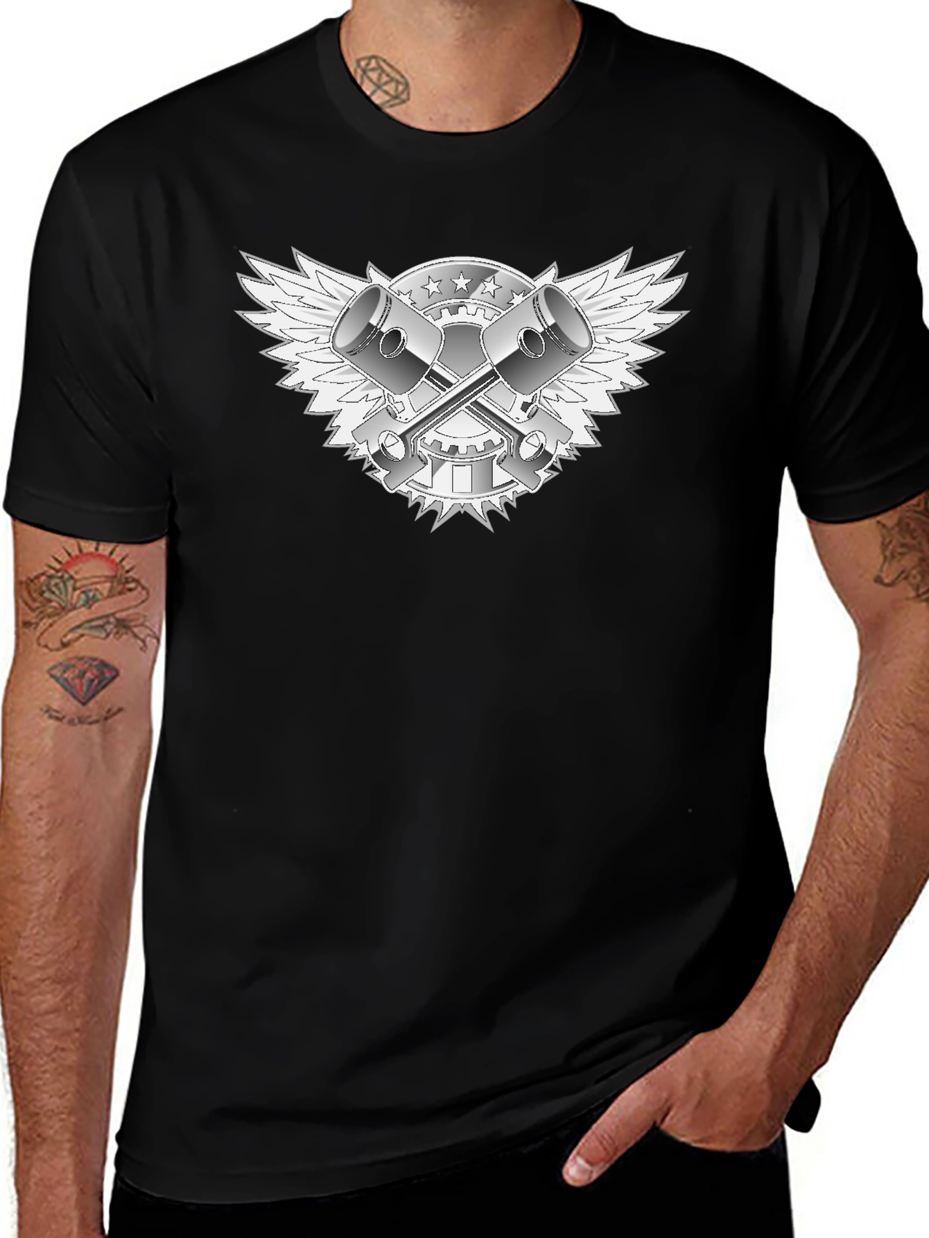 Piston Wings Graphic Tee - Black