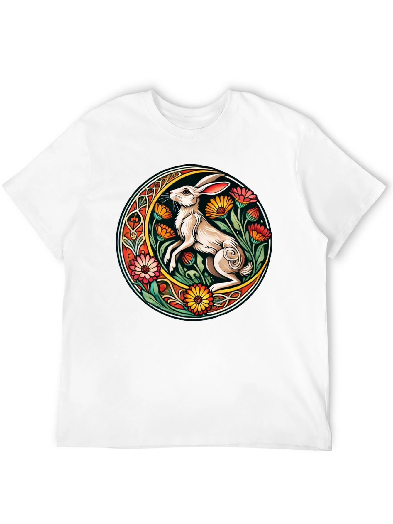 Rabbit Flower Circle Graphic Tee