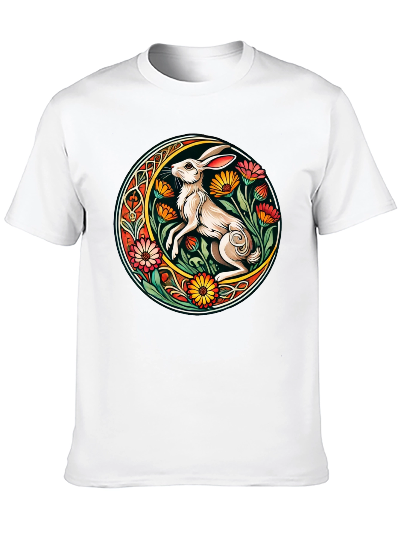 Rabbit Flower Circle Graphic Tee