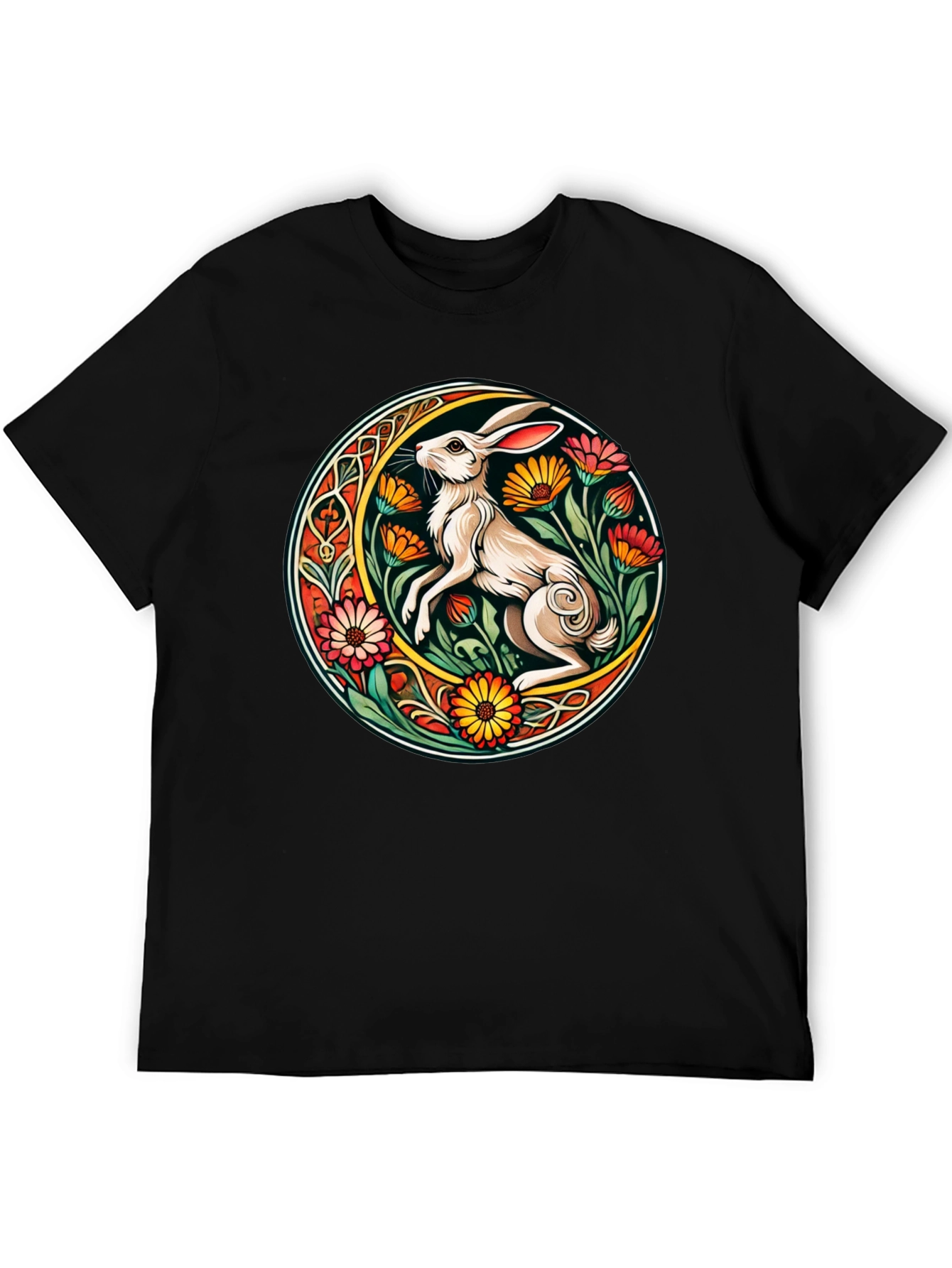Rabbit Flower Circle Graphic Tee
