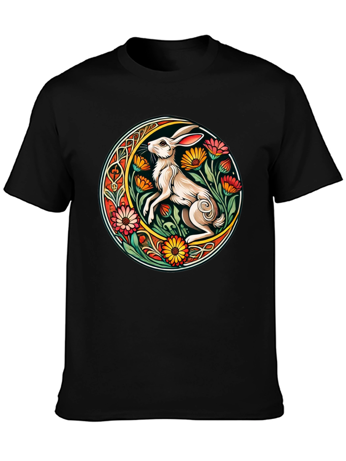 Rabbit Flower Circle Graphic Tee