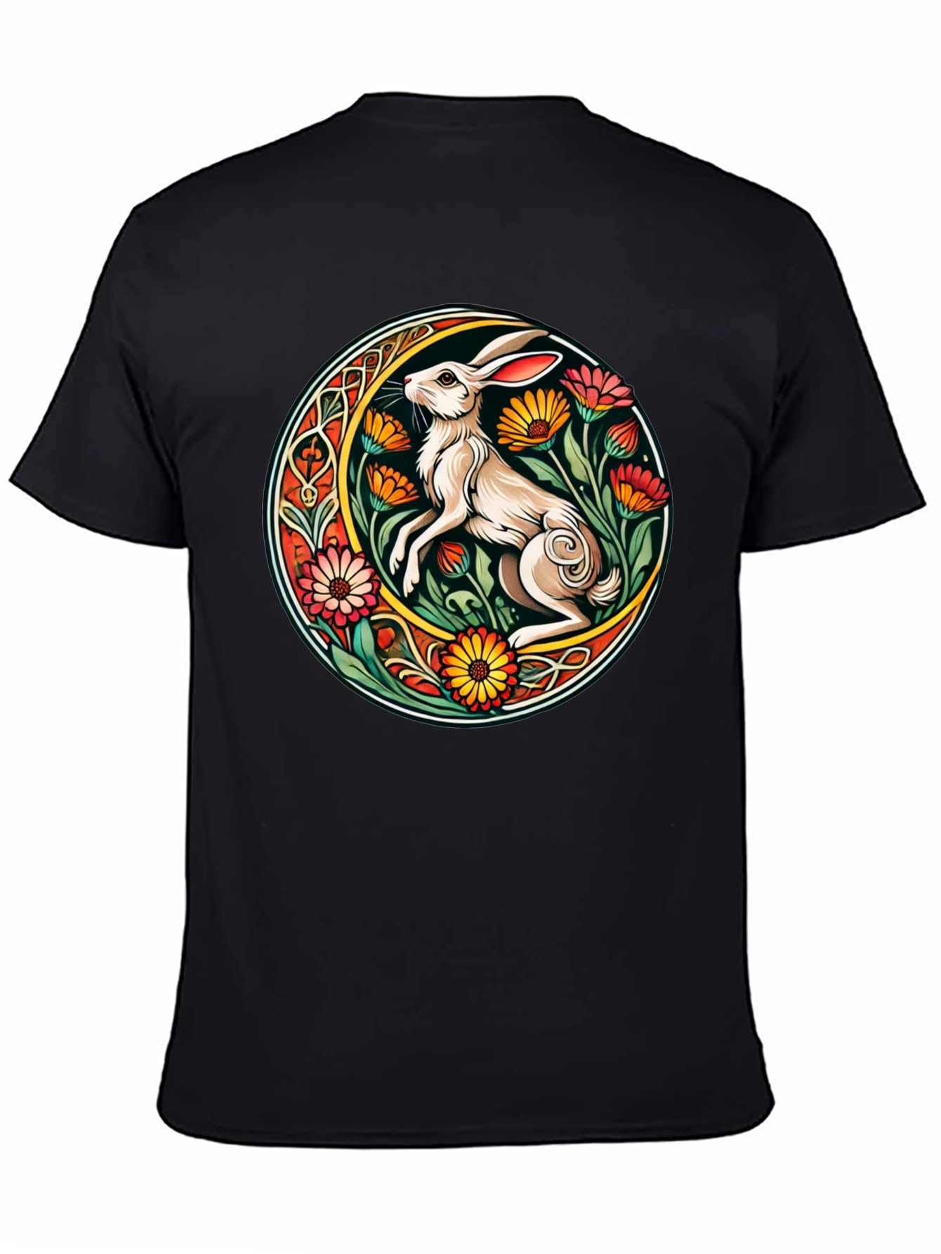 Rabbit Flower Circle Graphic Tee