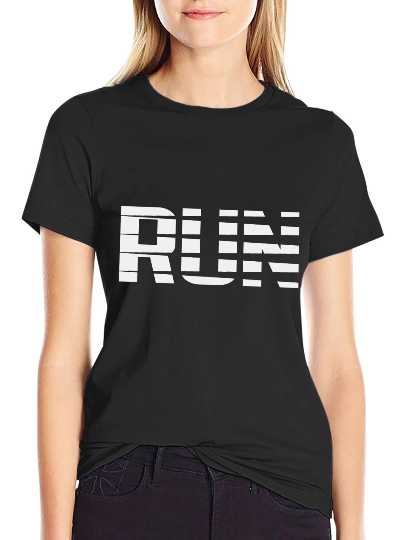 Stylish Black RUN Graphic Tee - Active Wear