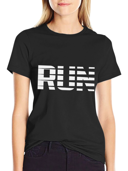 Stylish Black RUN Graphic Tee - Active Wear