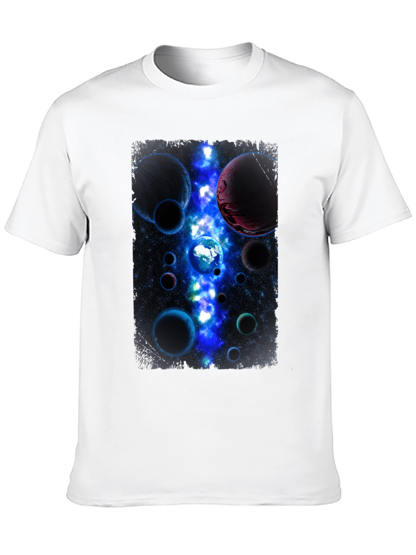 Cosmic Planets Graphic Print Black T-Shirt