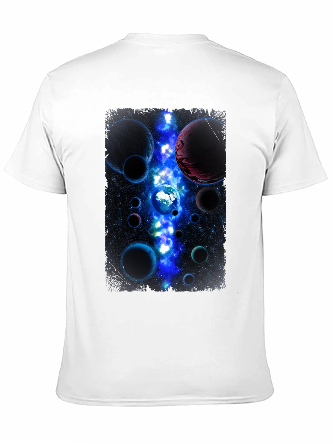 Cosmic Planets Graphic Print Black T-Shirt