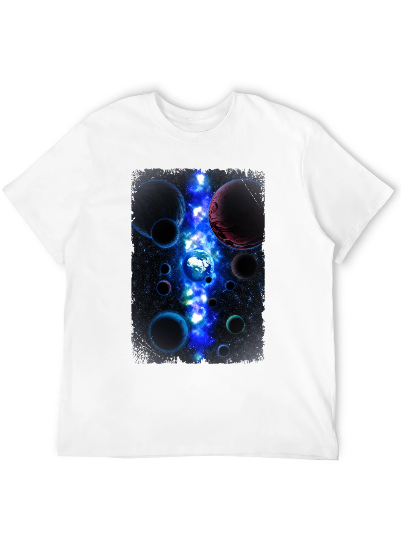 Cosmic Planets Graphic Print Black T-Shirt