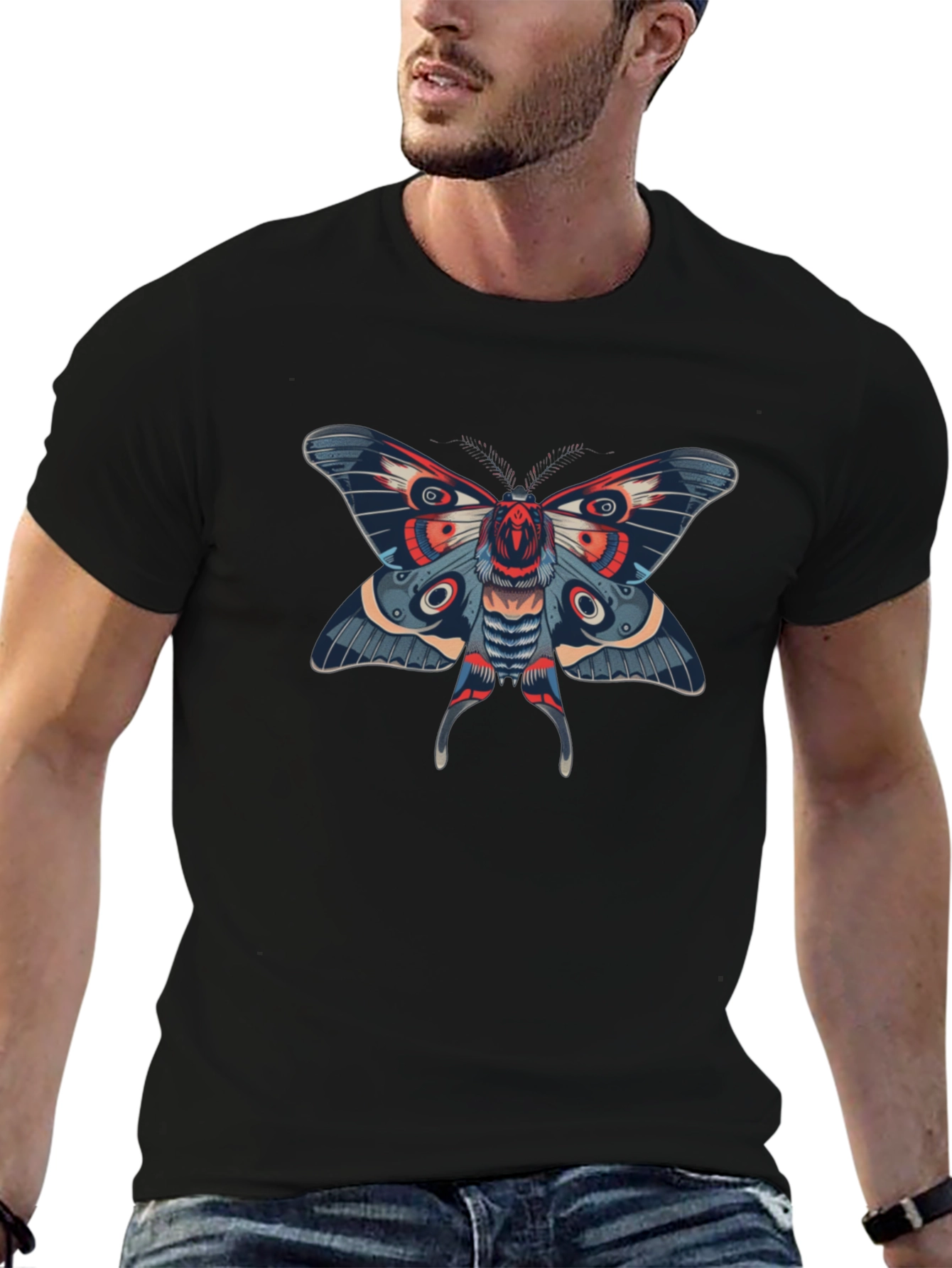 Moth Graphic Black T-Shirt