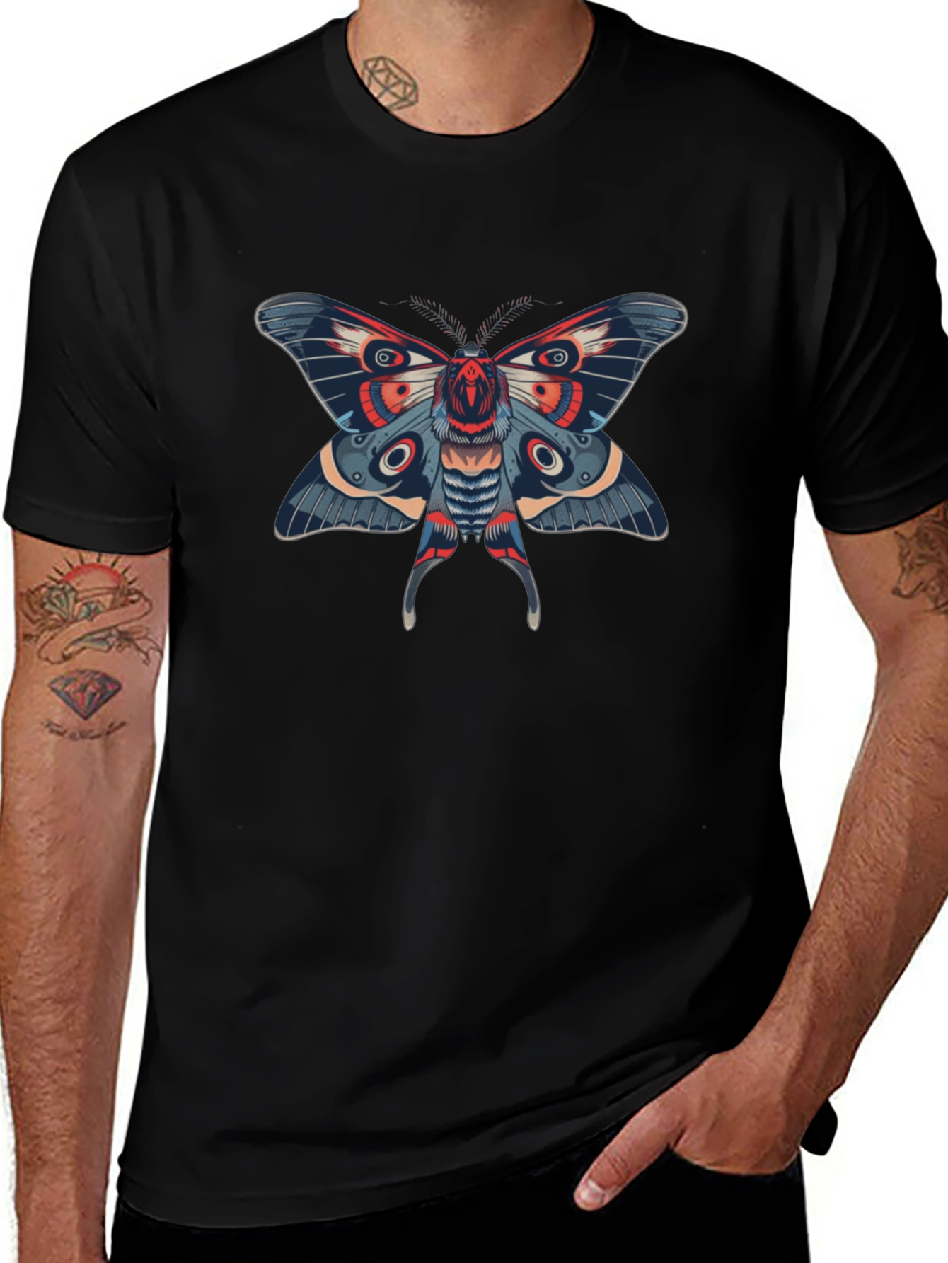 Moth Graphic Black T-Shirt
