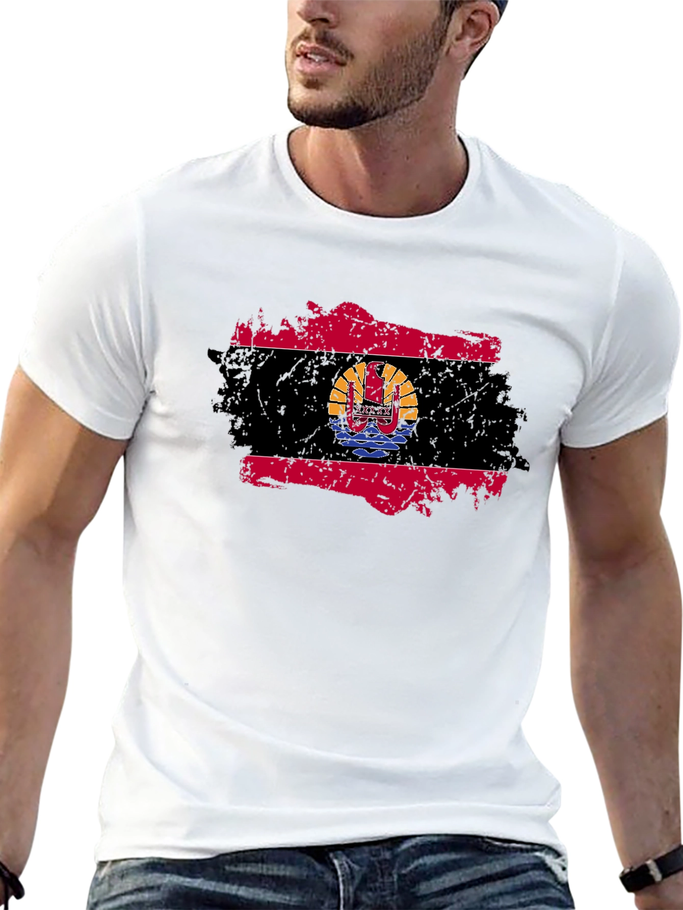 French Polynesia Flag T-Shirt Grunge Style