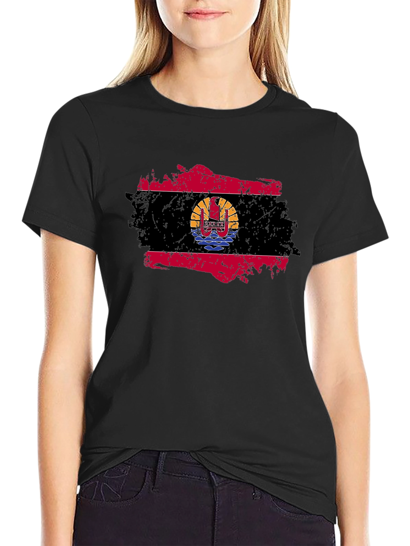 French Polynesia Flag T-Shirt Grunge Style