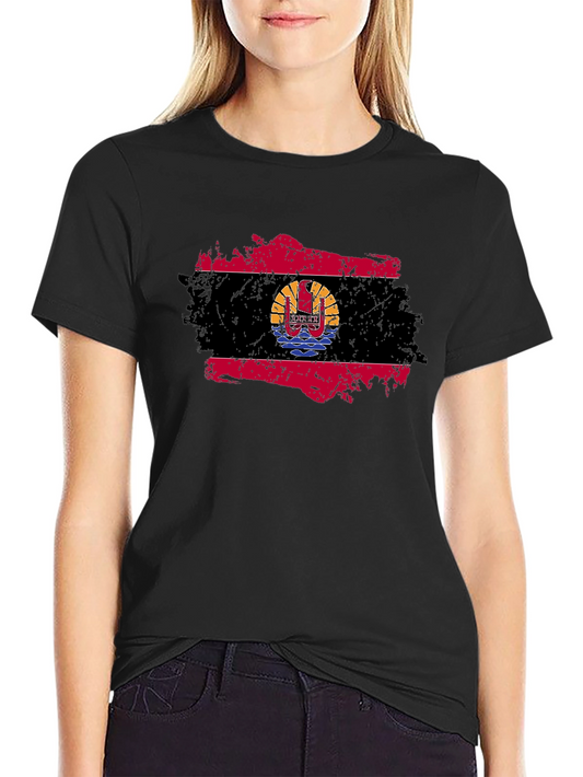 French Polynesia Flag T-Shirt Grunge Style