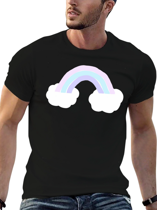 Rainbow Cloud Graphic Tee - Black Cotton Comfort