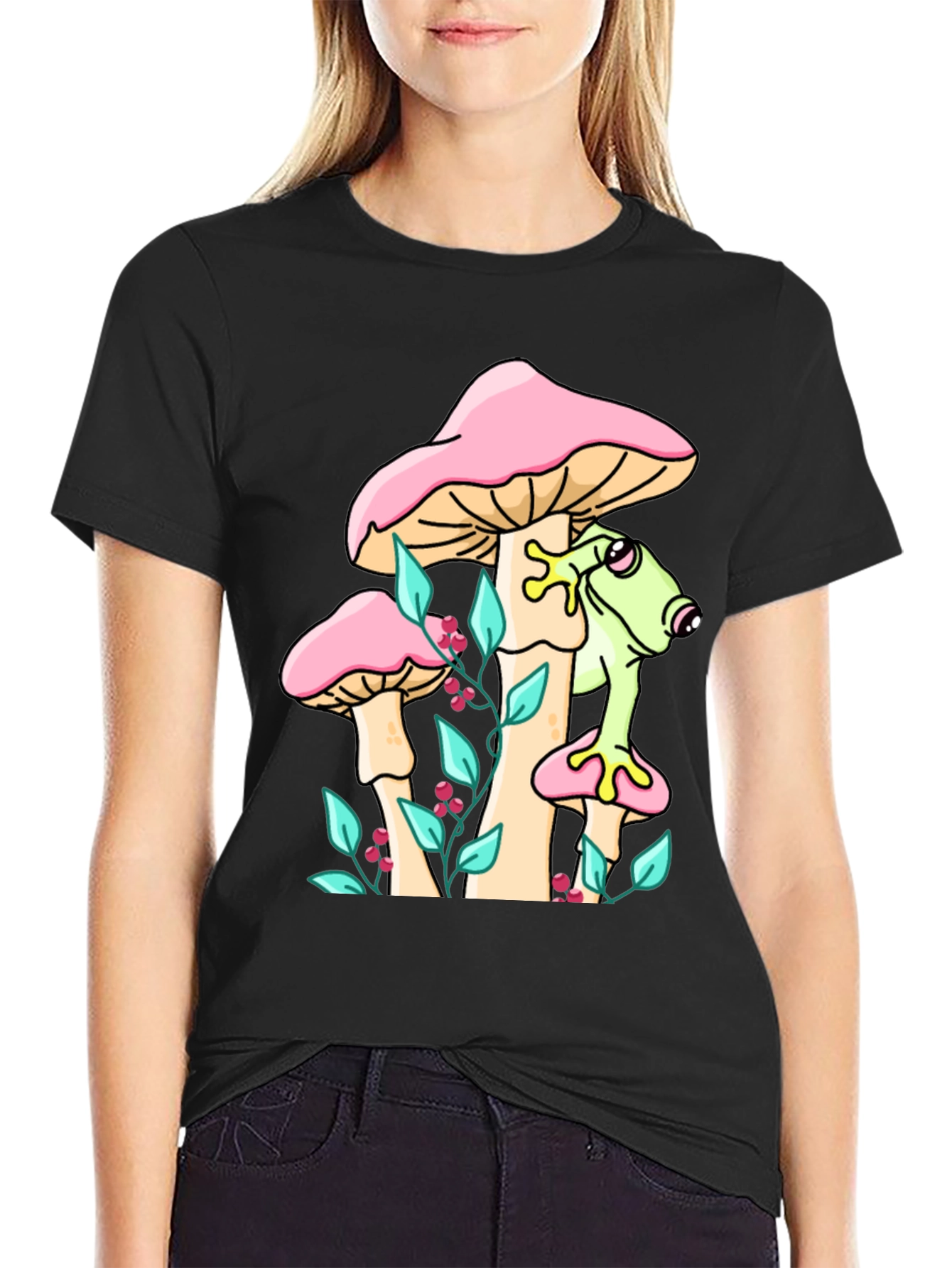 Frog on Mushroom Graphic Tee