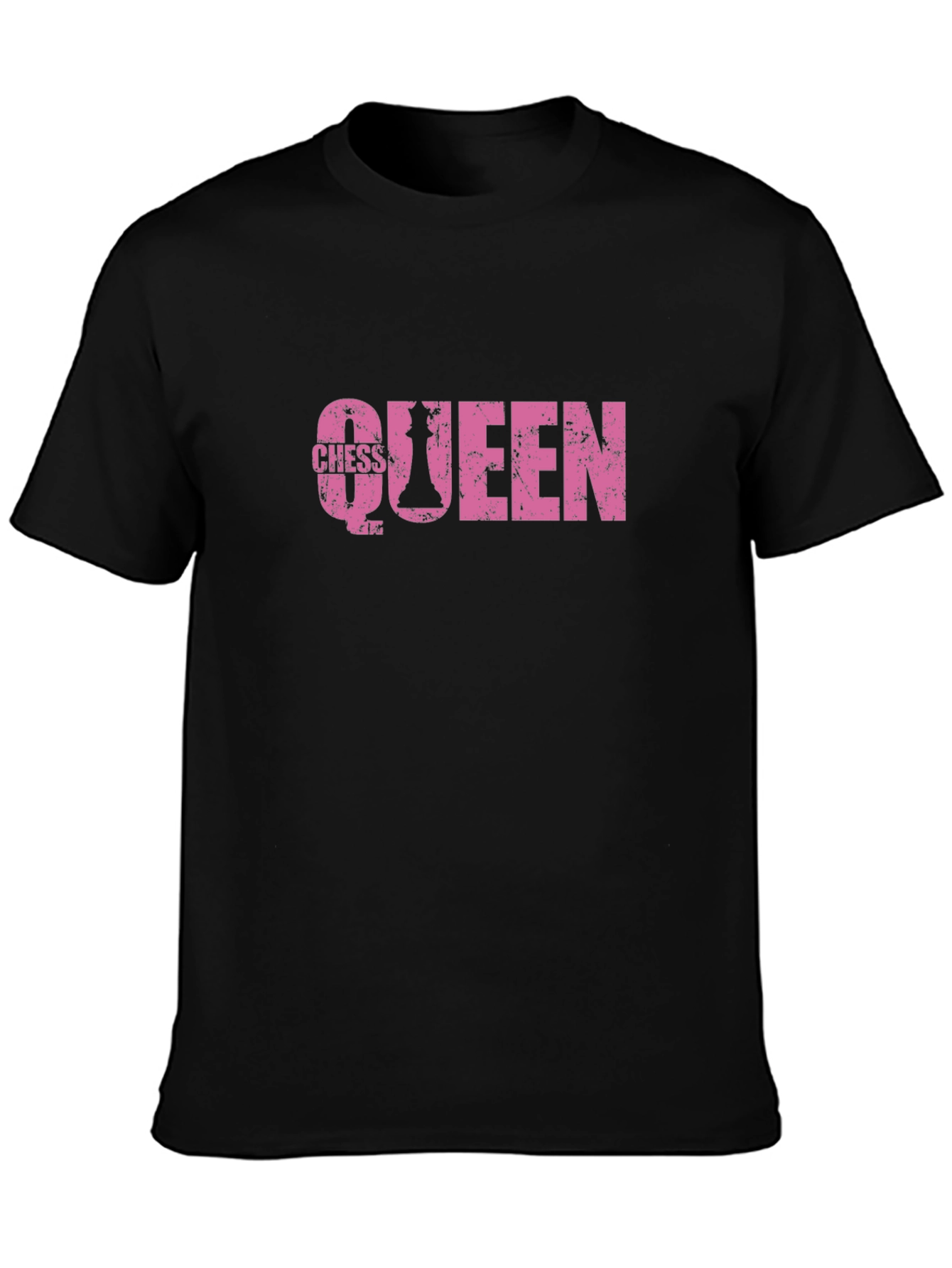 Chess Queen Graphic Tee - Pink Print Black Shirt