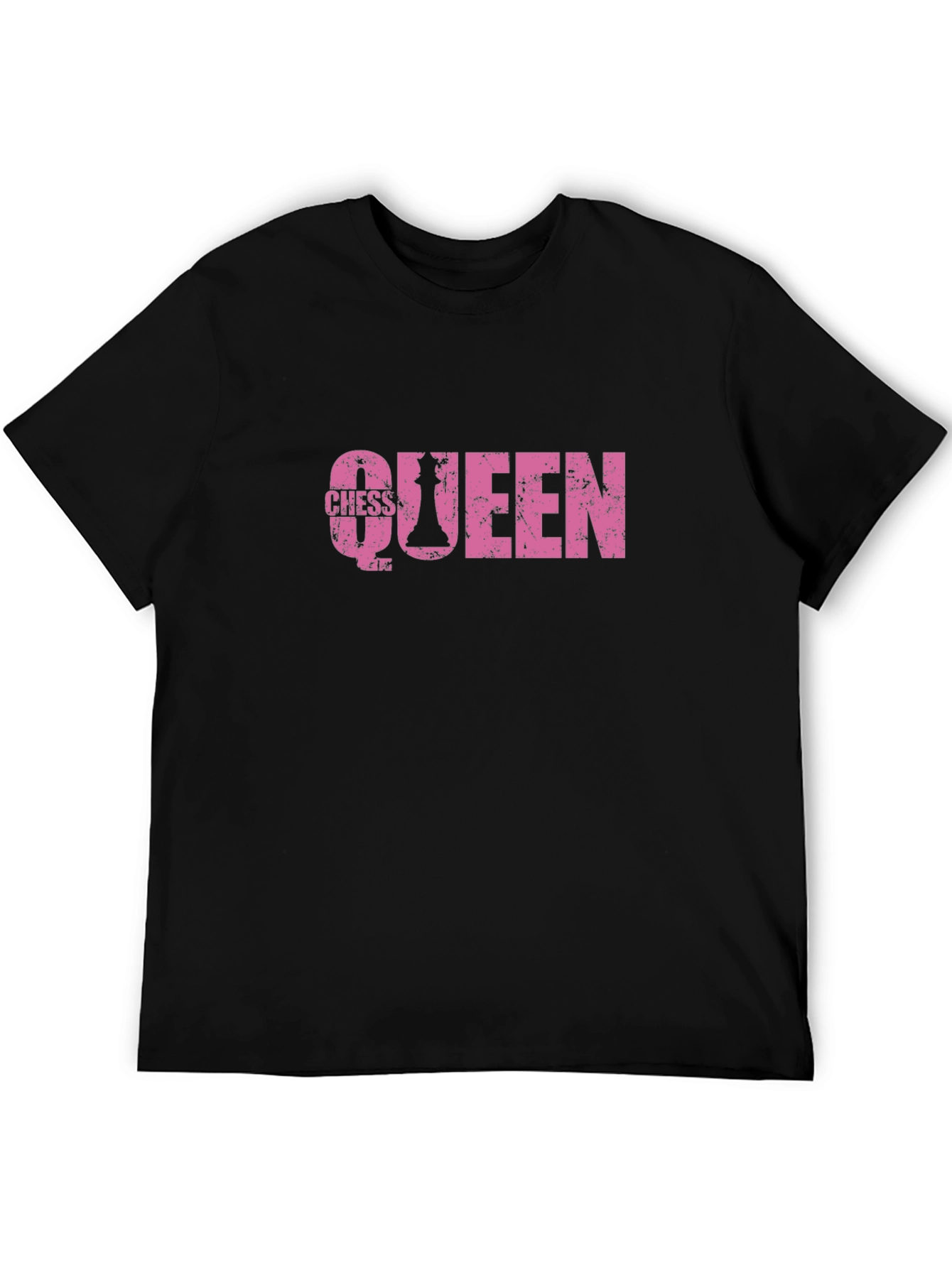 Chess Queen Graphic Tee - Pink Print Black Shirt