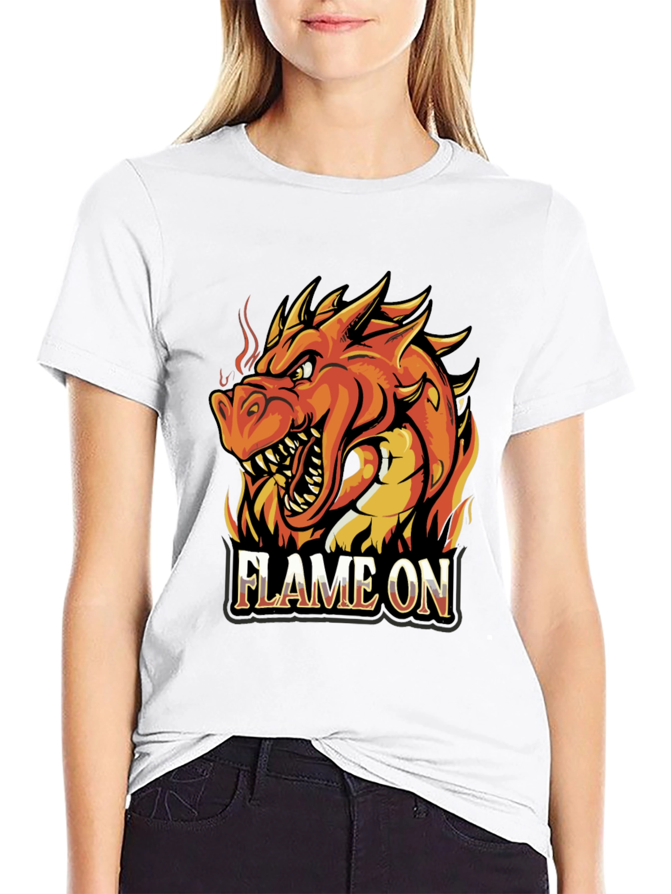 Flame On Dragon Graphic T-Shirt - Black Cotton Tee
