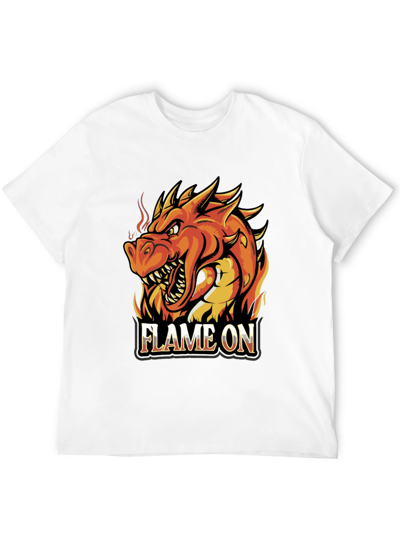 Flame On Dragon Graphic T-Shirt - Black Cotton Tee