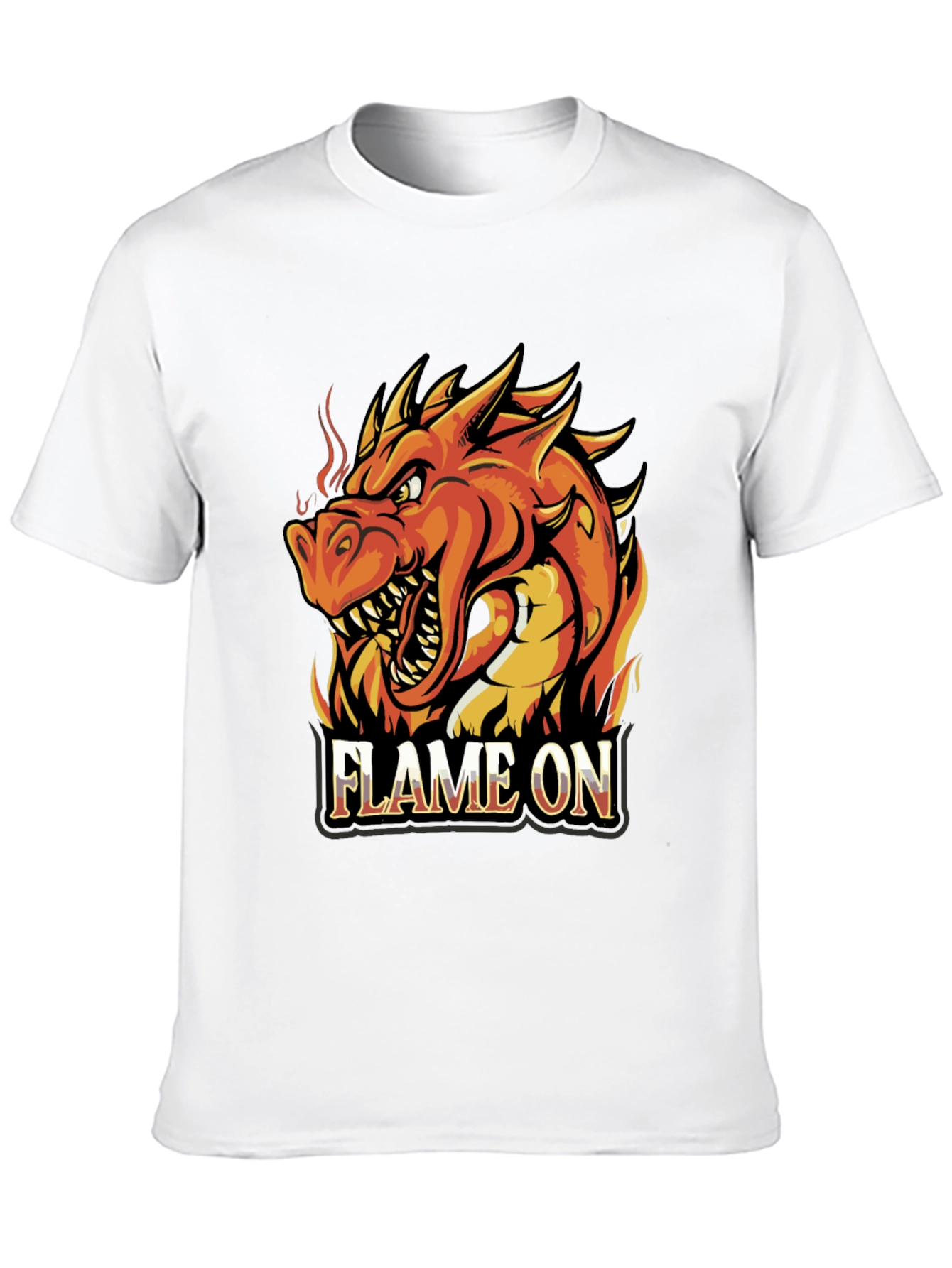 Flame On Dragon Graphic T-Shirt - Black Cotton Tee