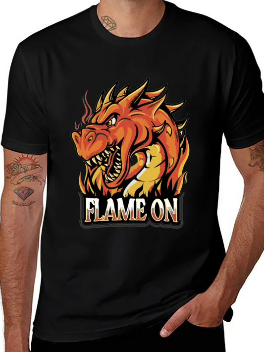 Flame On Dragon Graphic T-Shirt - Black Cotton Tee