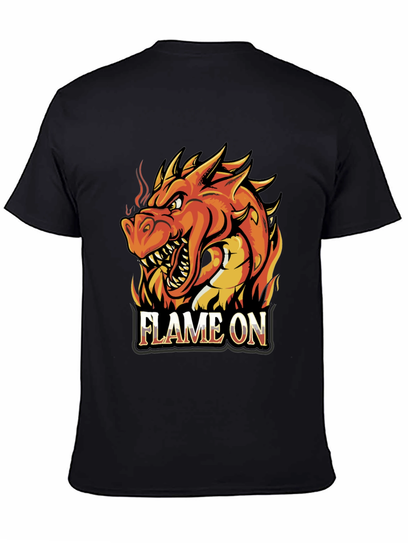 Flame On Dragon Graphic T-Shirt - Black Cotton Tee