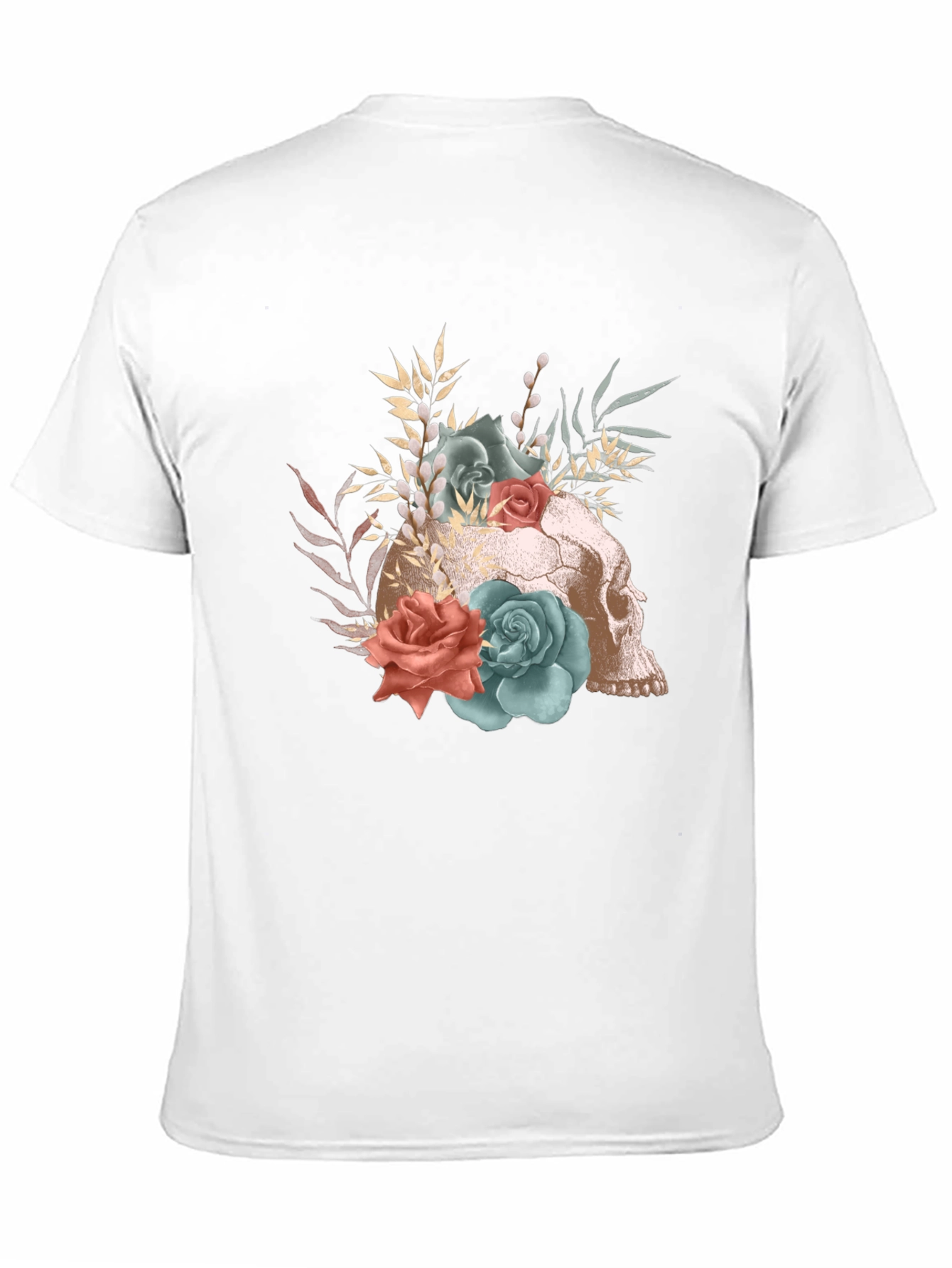 Floral Skull Graphic T-Shirt - Gothic Fashion Tee