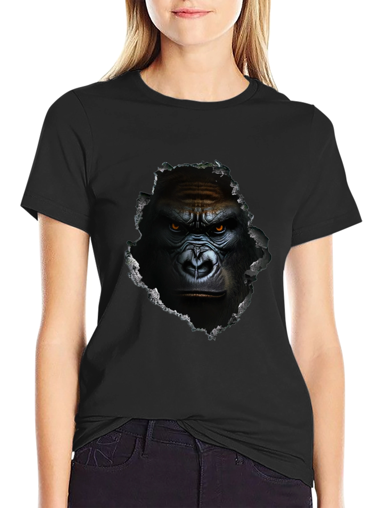 Gorilla Graphic Print Black Tee