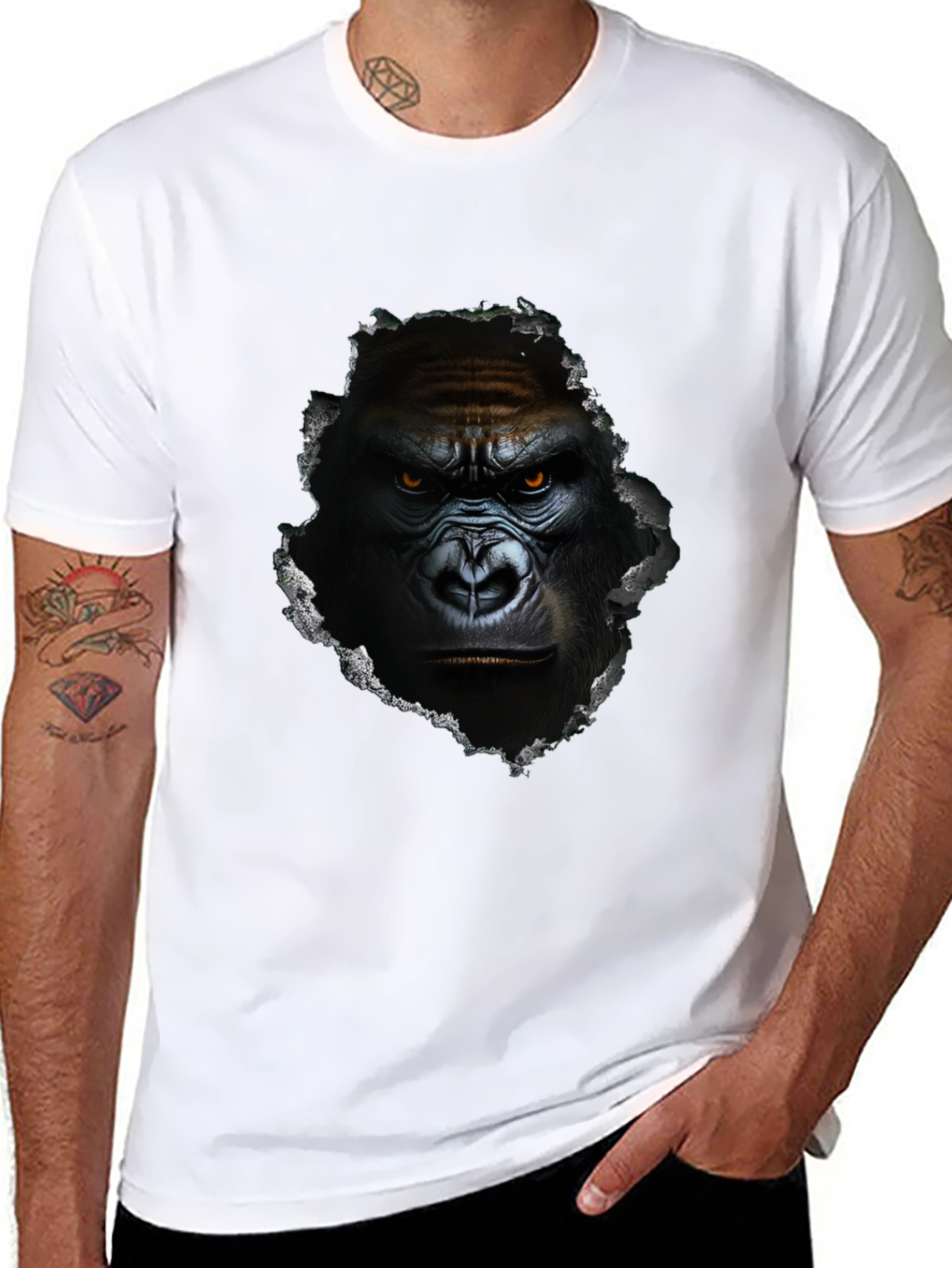 Gorilla Graphic Print Black Tee