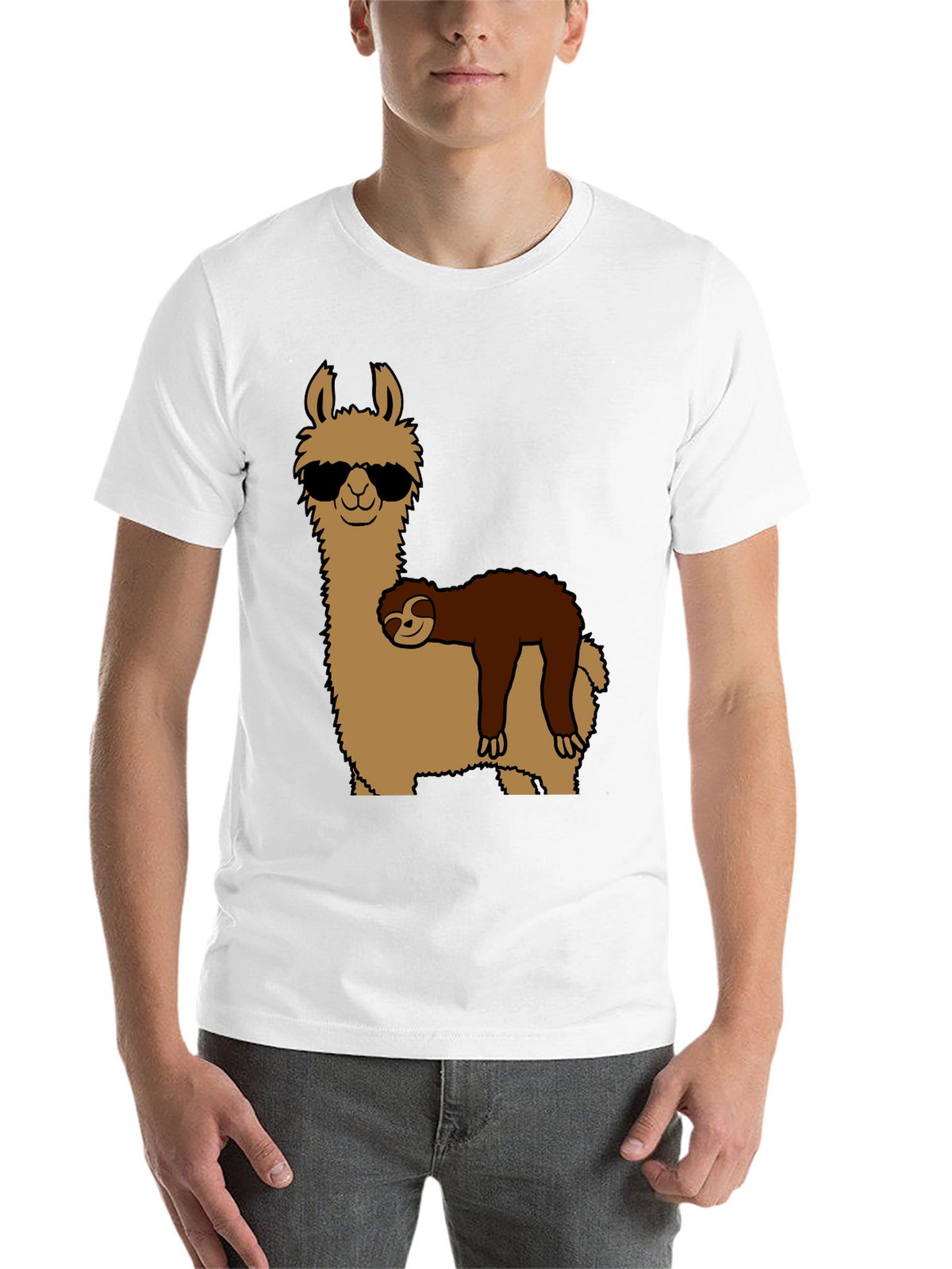 Cool Llama & Sloth Graphic T-Shirt