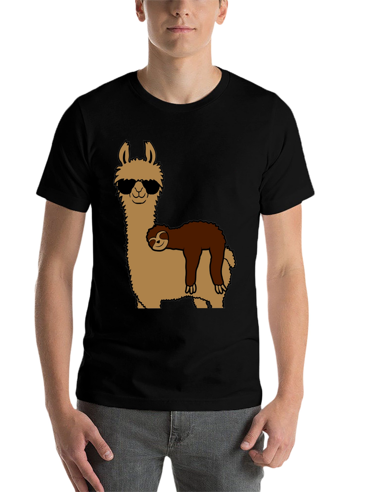 Cool Llama & Sloth Graphic T-Shirt