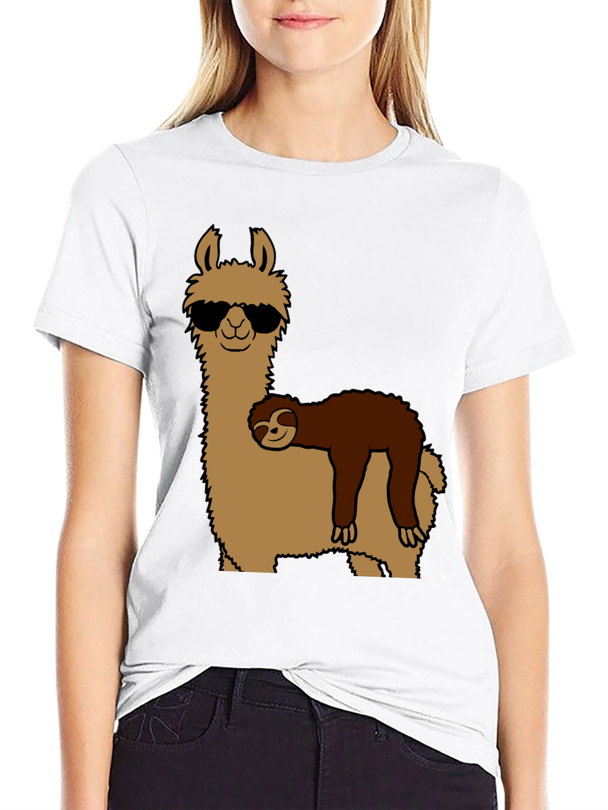 Cool Llama & Sloth Graphic T-Shirt