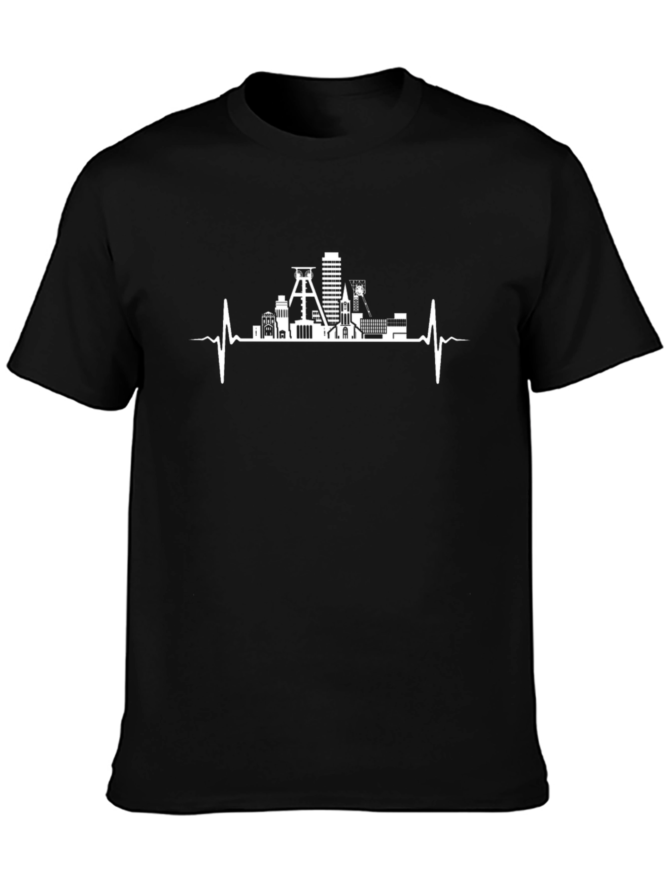 Ruhrgebiet Germany EKG Heartbeat Mens Black T-Shirt