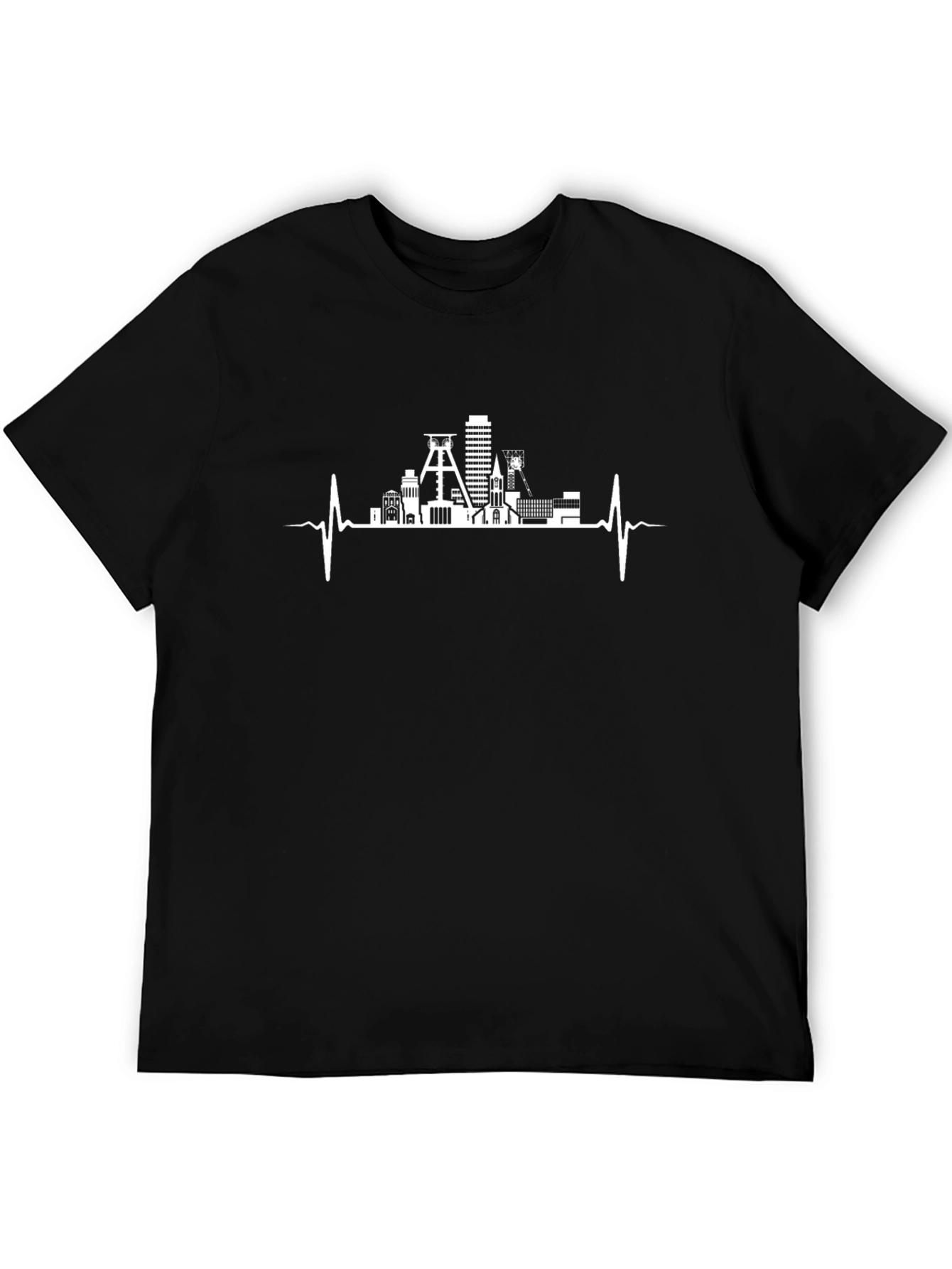 Ruhrgebiet Germany EKG Heartbeat Mens Black T-Shirt
