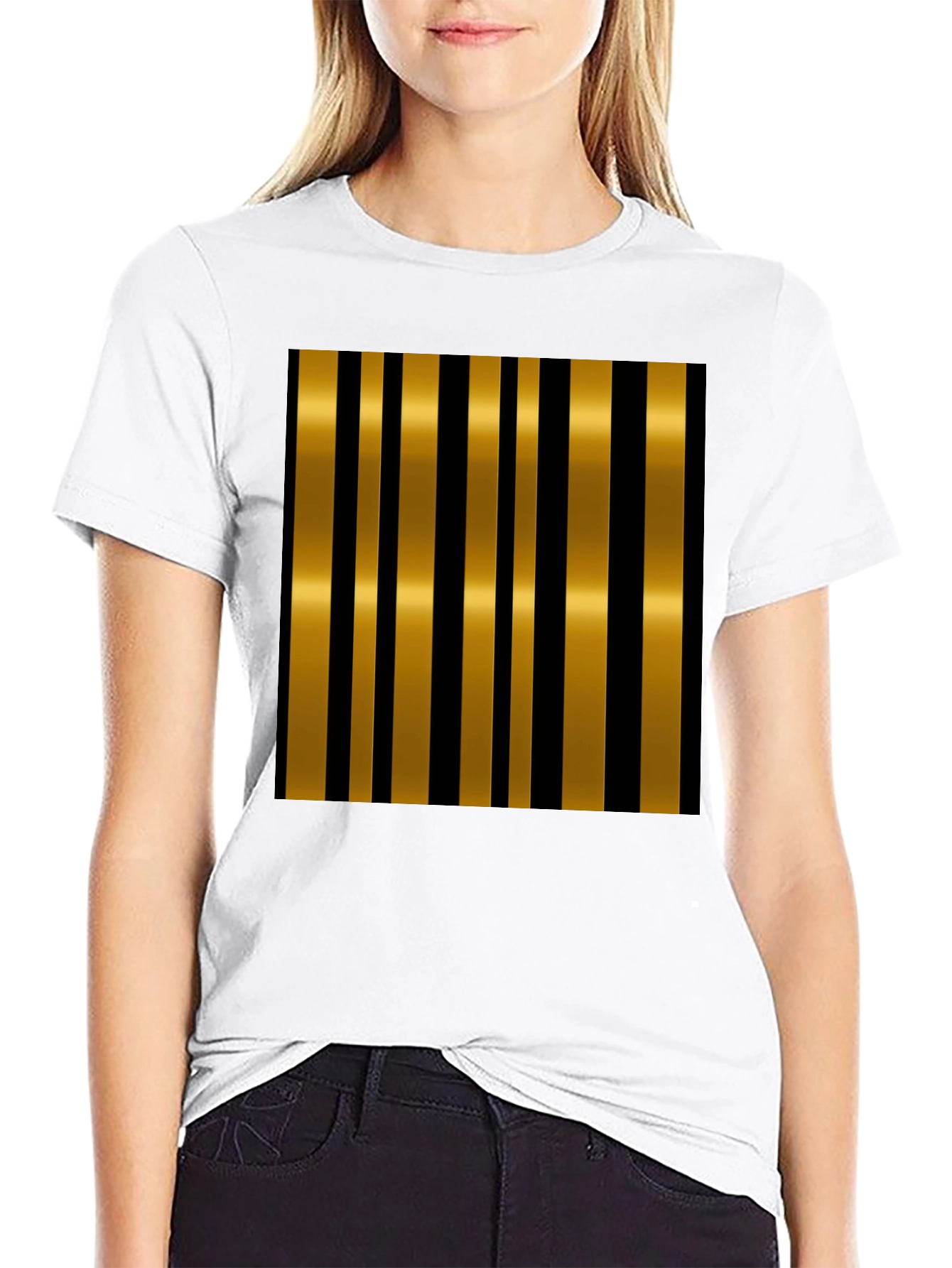 Striped Gold & Black Stylish T-Shirt