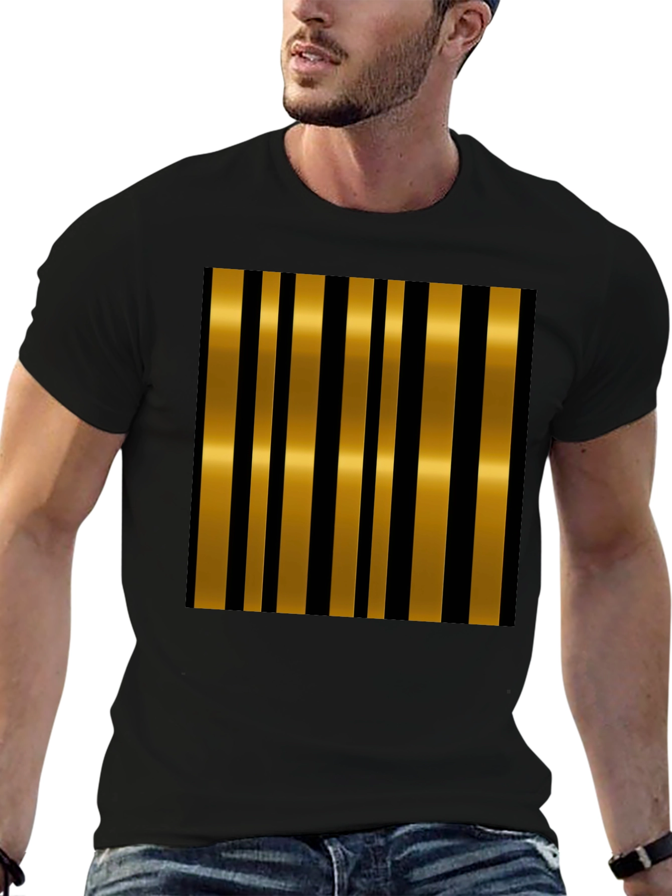 Striped Gold & Black Stylish T-Shirt