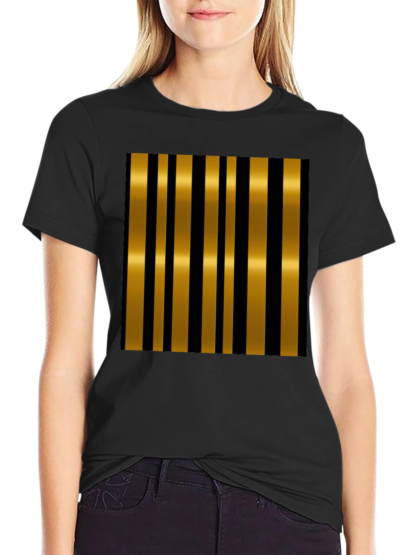 Striped Gold & Black Stylish T-Shirt