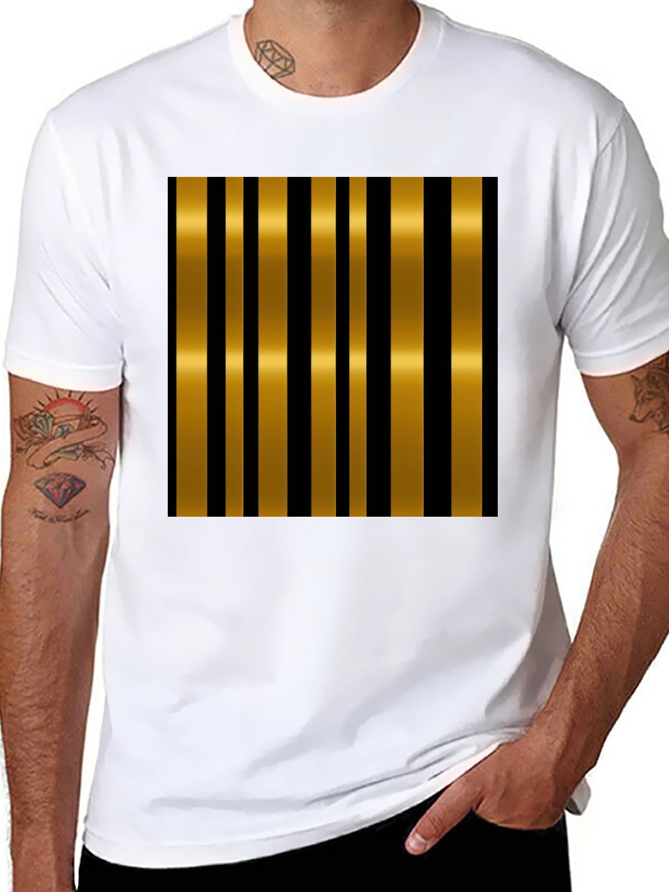 Striped Gold & Black Stylish T-Shirt