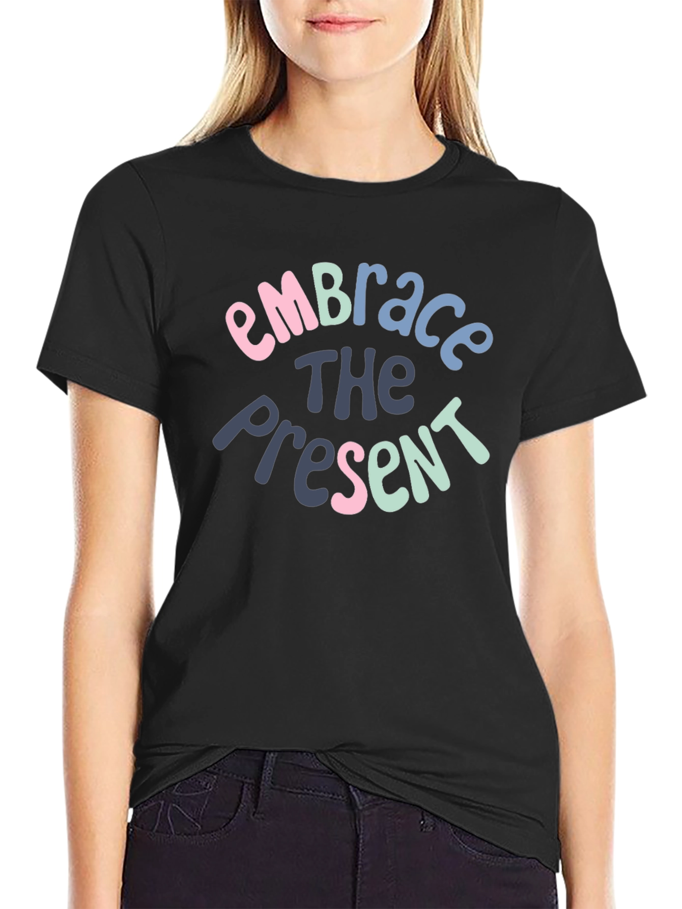 Embrace the Present Graphic T-Shirt - Black