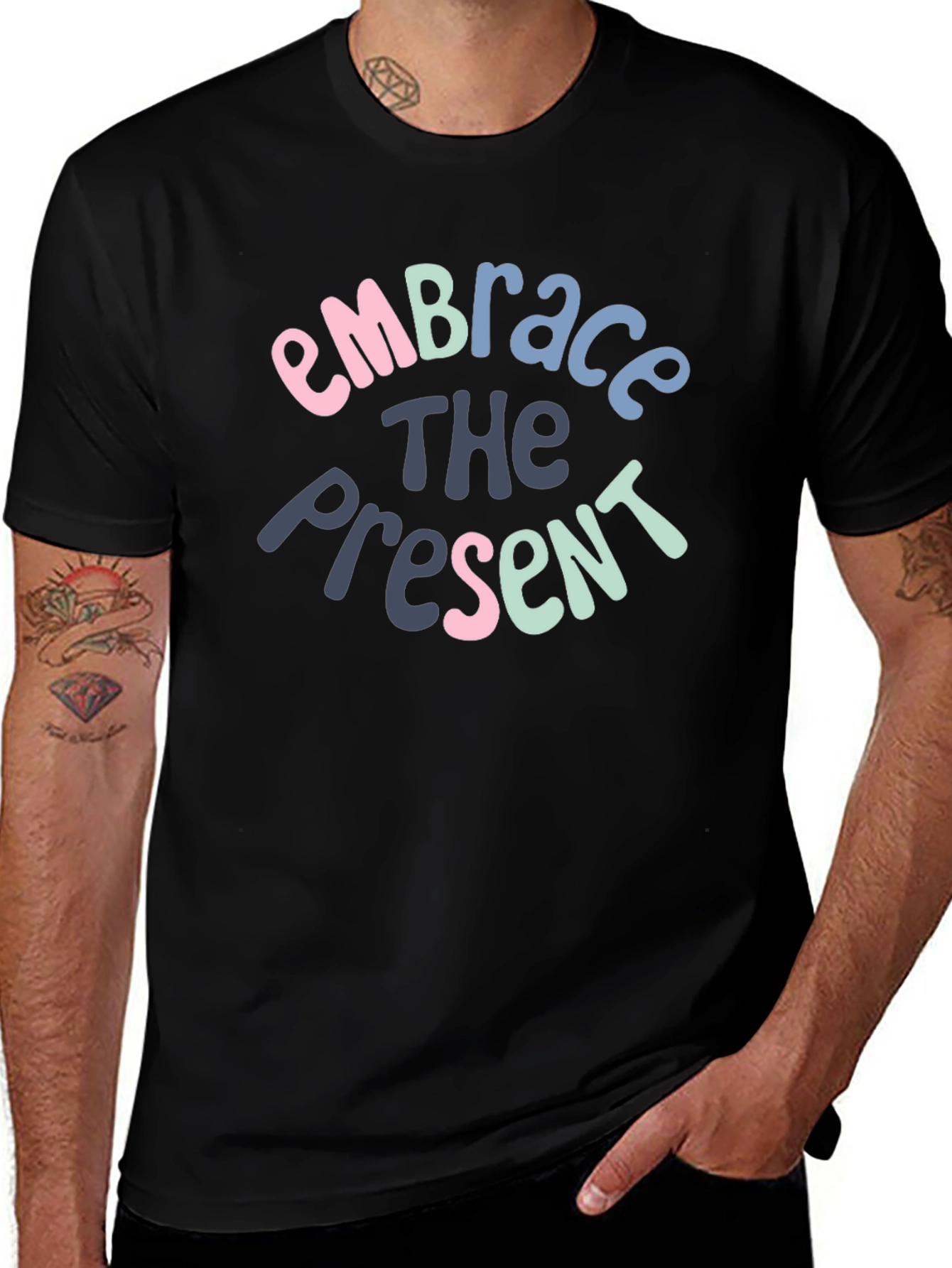 Embrace the Present Graphic T-Shirt - Black
