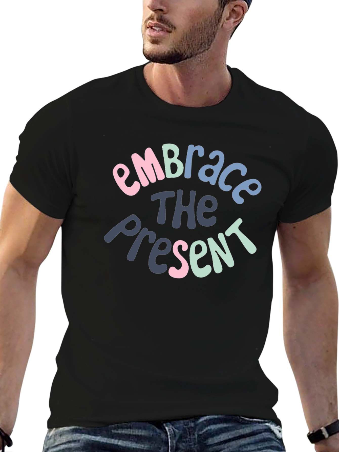 Embrace the Present Graphic T-Shirt - Black