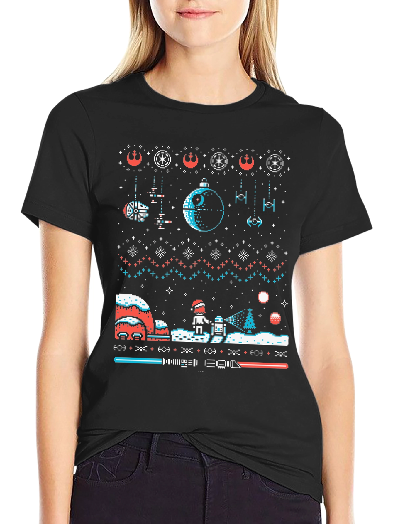 Star Wars Ugly Christmas Sweater T-Shirt Black