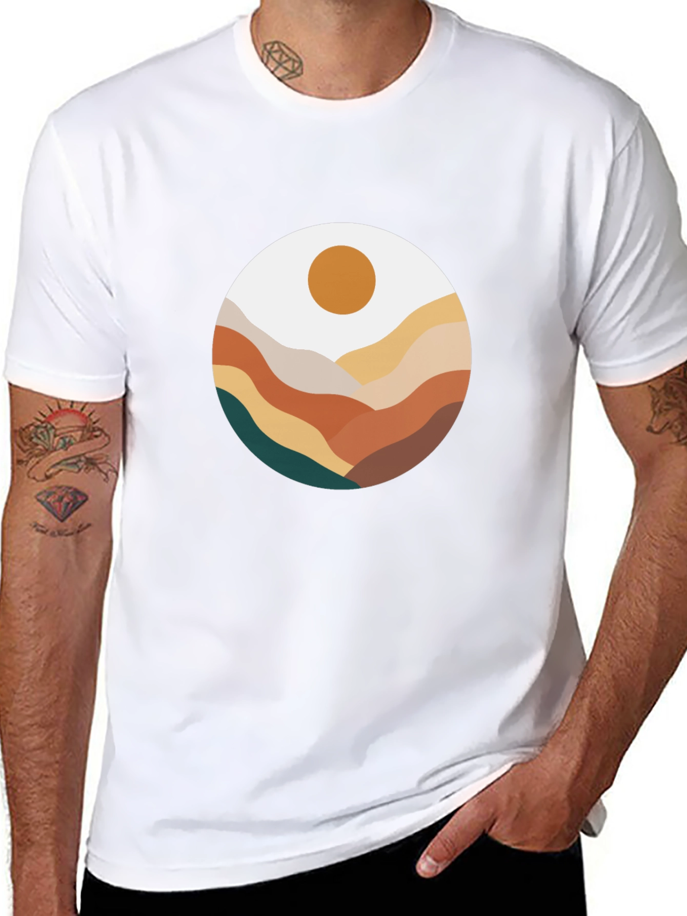 Abstract Mountain Scene Graphic Tee