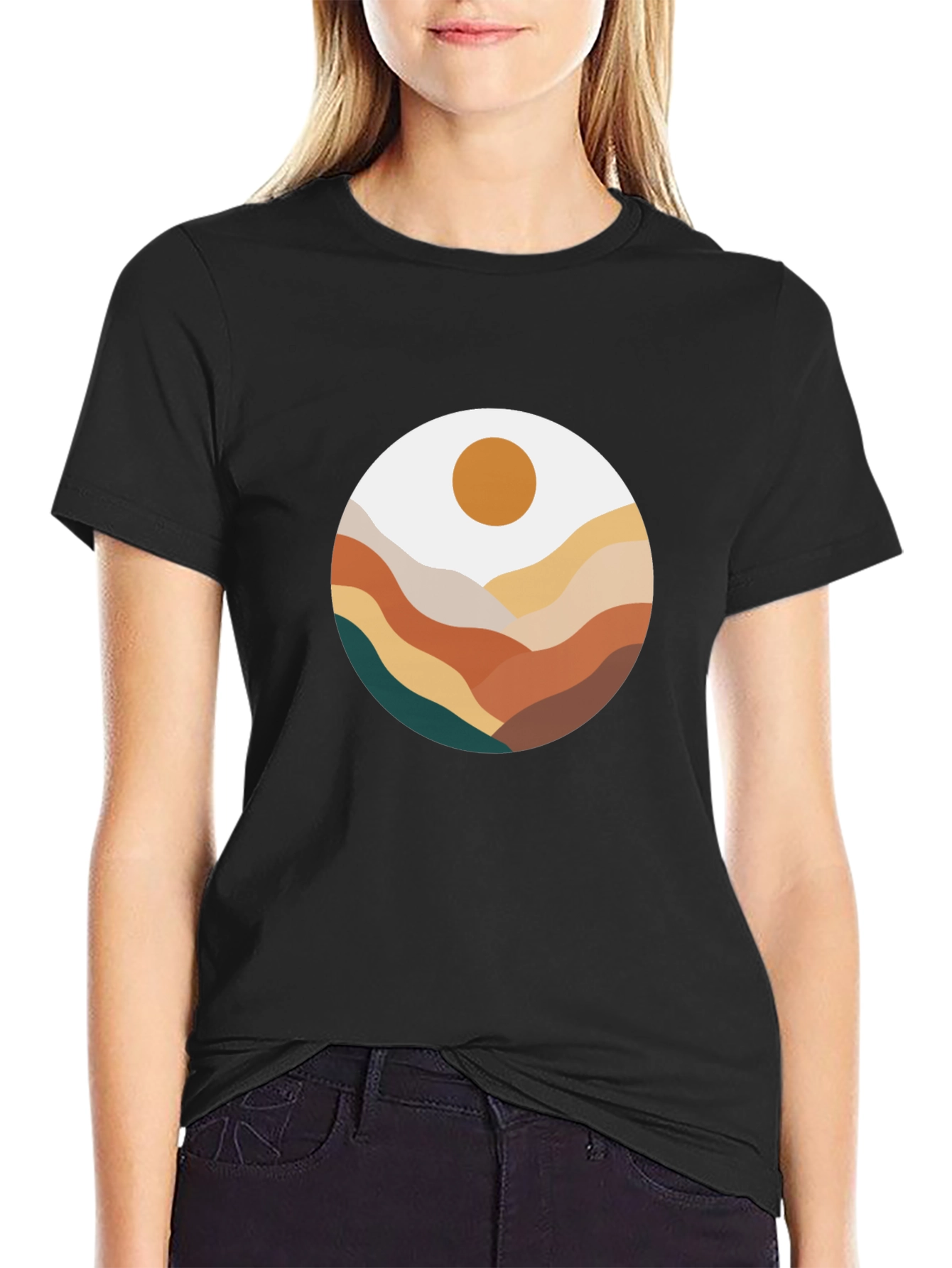 Abstract Mountain Scene Graphic Tee