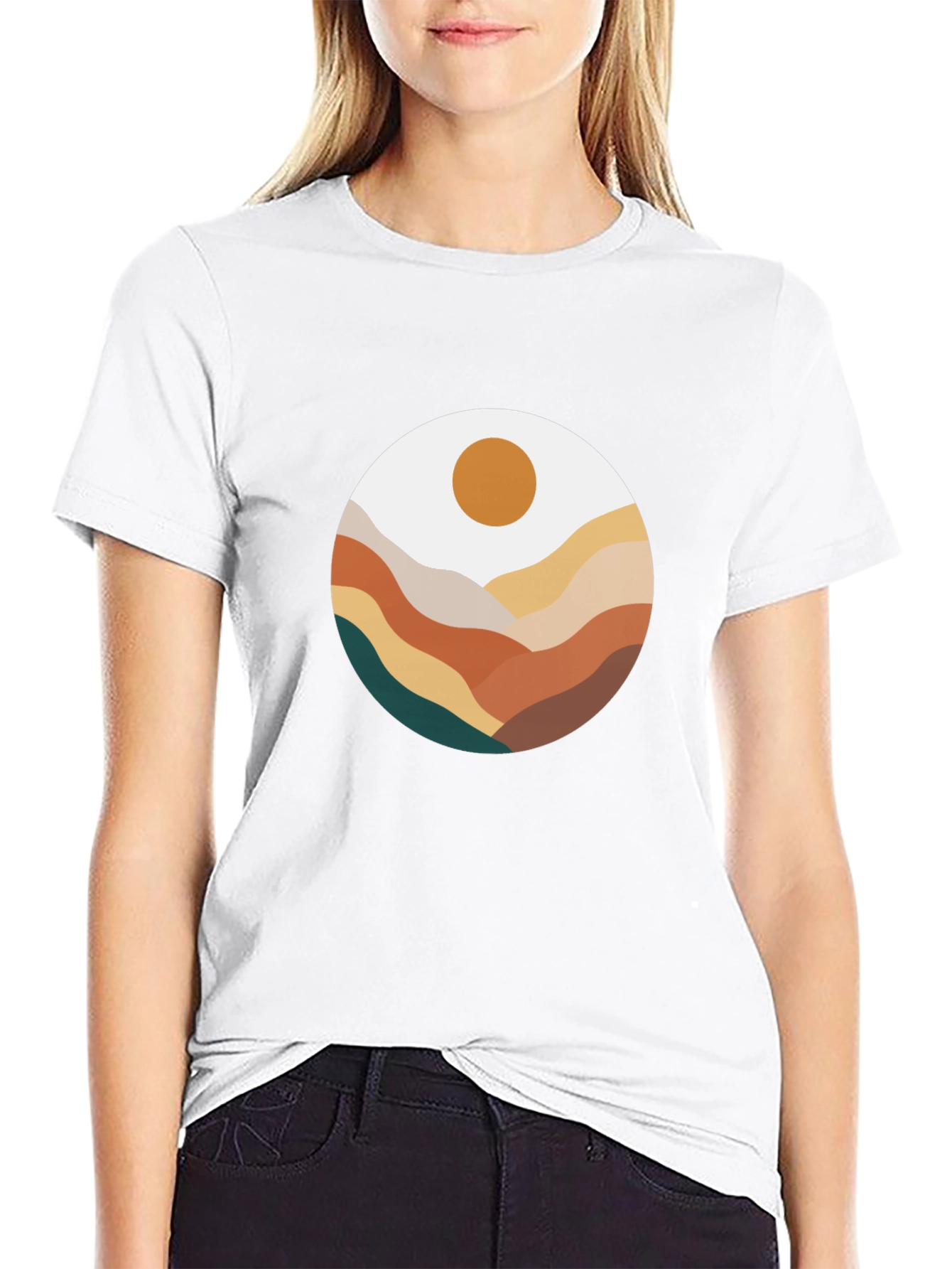 Abstract Mountain Scene Graphic Tee