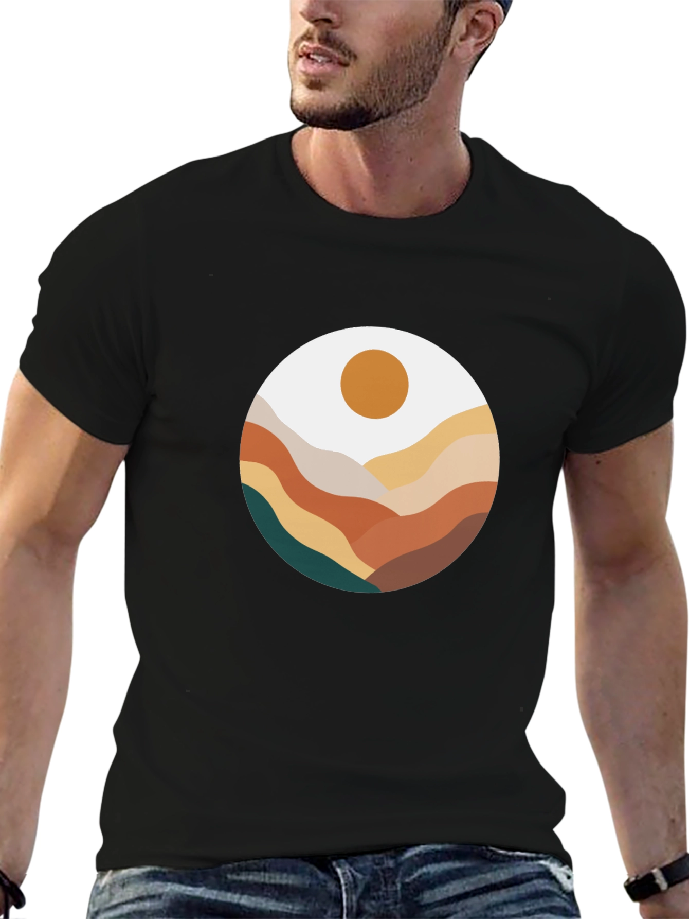 Abstract Mountain Scene Graphic Tee