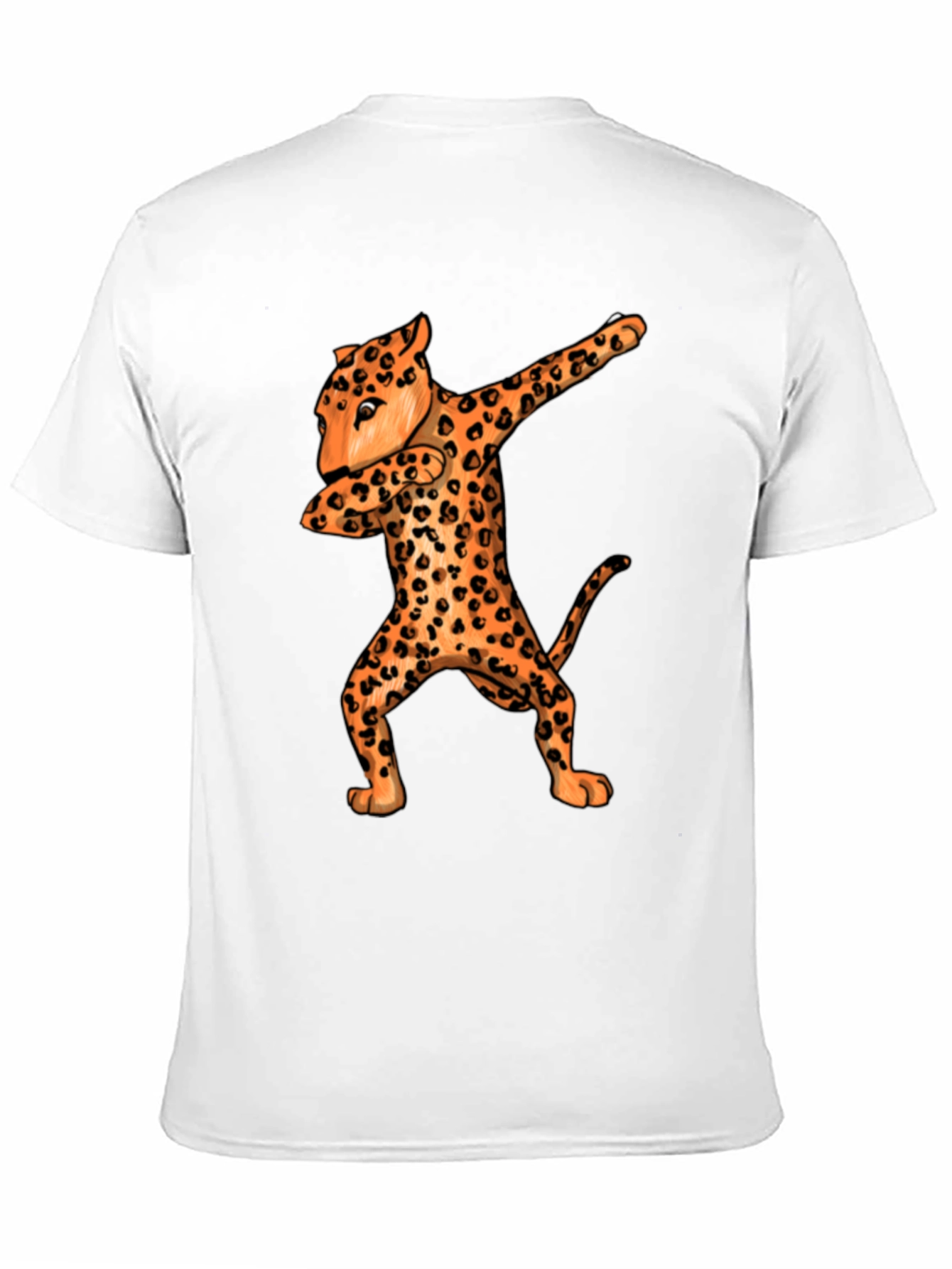 Dabbing Leopard Graphic Tee - Black Crew Neck