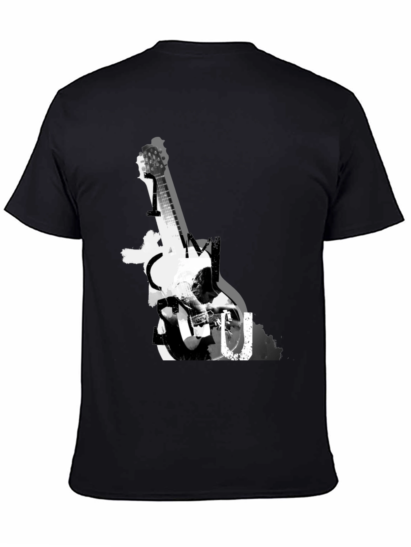 Guitar Graphic Black T-Shirt - Music Lover Tee